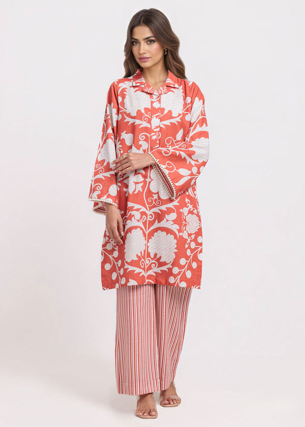 Orange-Khaddar-2 Piece (WPSTPBW25HR10N6 Bin E3