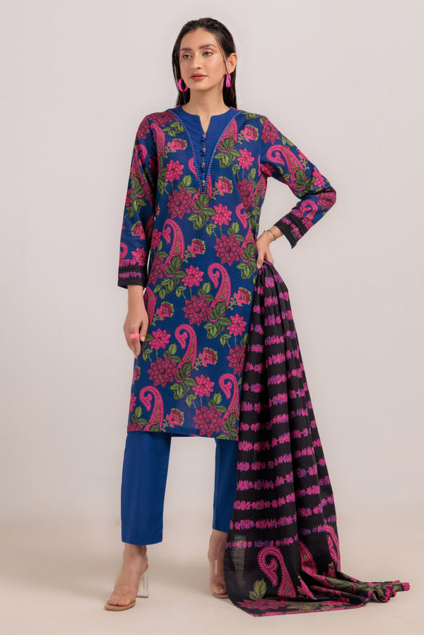 R-BLUE-KHADDAR-3 PIECE (WS2243P14) bin 80 R8