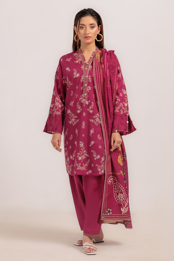 MAROON-KHADDAR-3 PIECE (WS6243P44) bin 39 R8