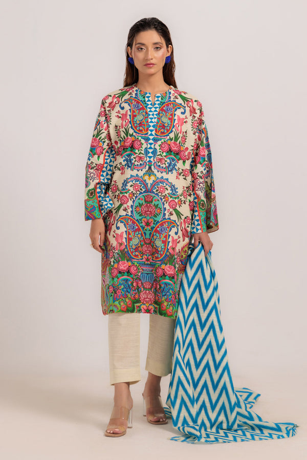 BEIGE-KHADDAR-3 PIECE (WS7243P36) bin 82 R6